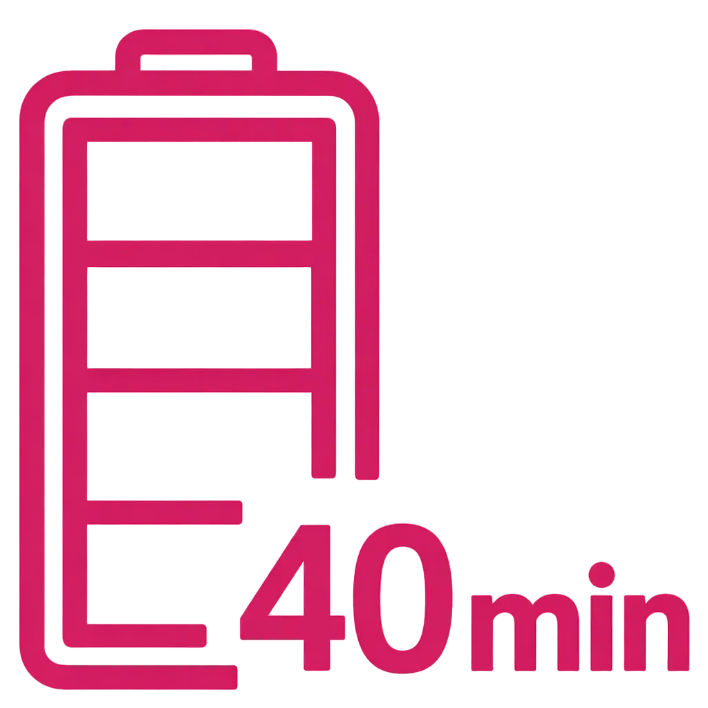 40 Minutes Cordless Use