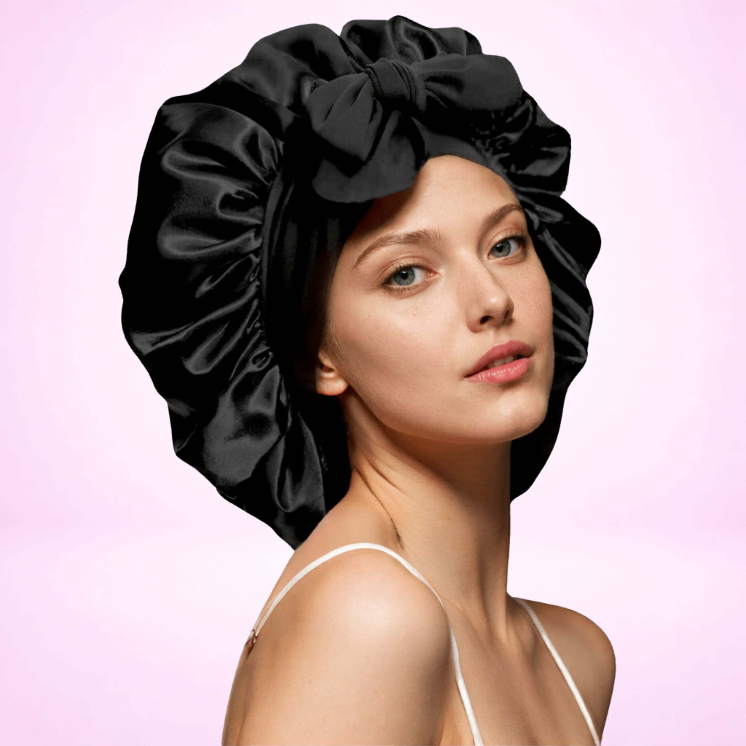 BODIVA™ No-Frizz Sleep Bonnet – Midnight Black