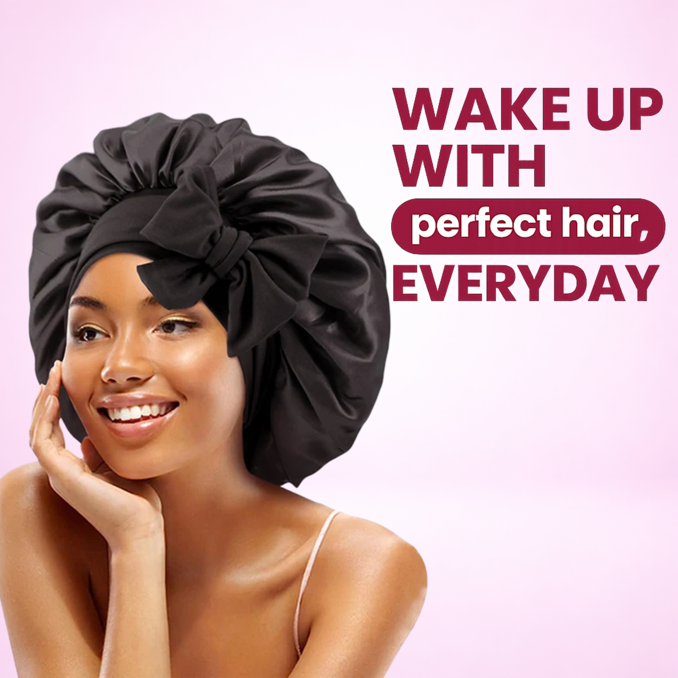BODIVA™ No-Frizz Sleep Bonnet – Midnight Black