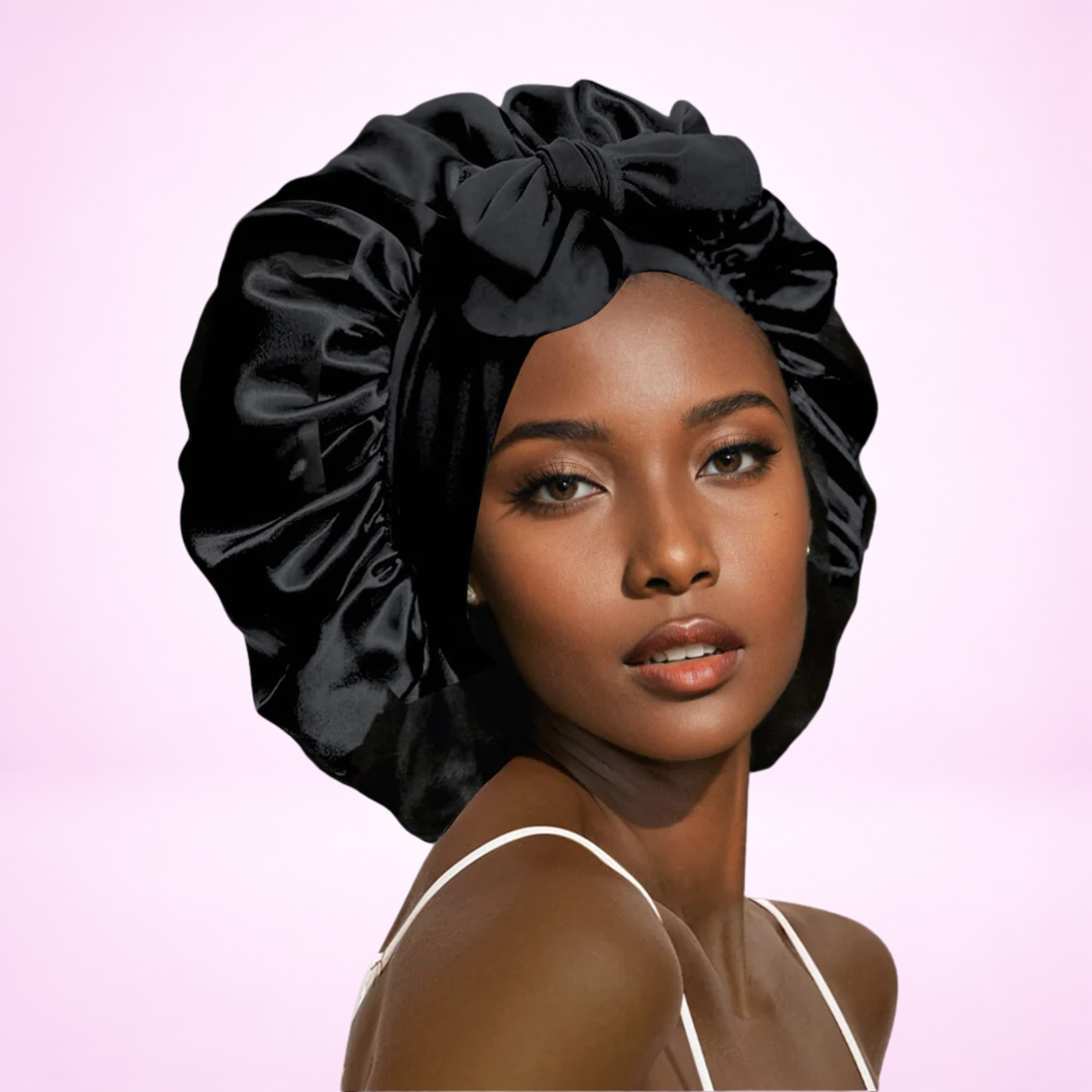 BODIVA™ No-Frizz Sleep Bonnet – Midnight Black
